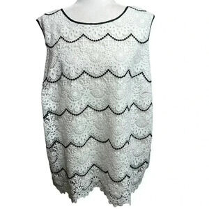 Talbots Women Black and White Crochet Shell Size 22W